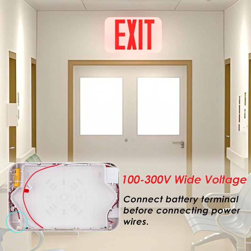 LIT-PaTH LED EXIT Sign, Emergency Exit Light with Back Up Batteries, Double Face - US Standard Red Letter Exit Lighting, UL 924 and CEC Qualified, 120-277 Voltage, 1-Pack - Image 5